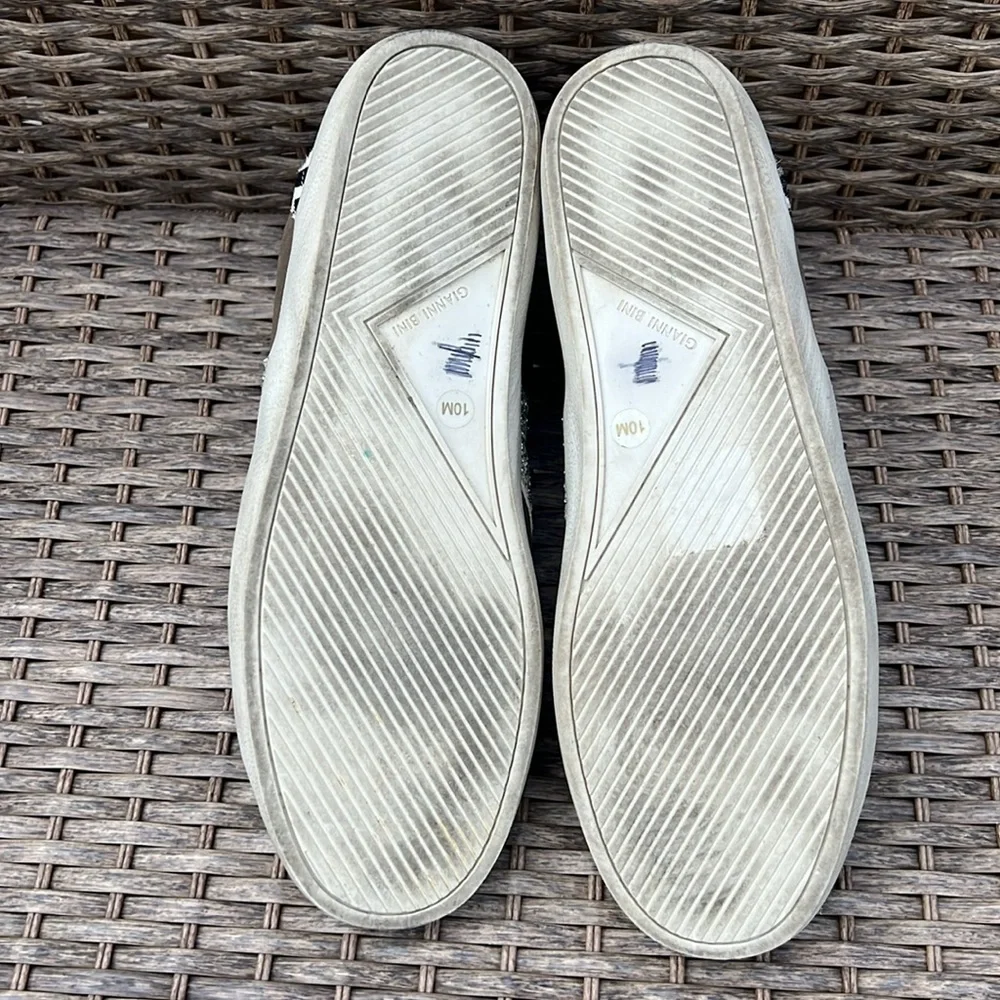 Gianni Bini Women's Zebra & Snake Print High-Top Sneakers Silver Glitter‎ Detail